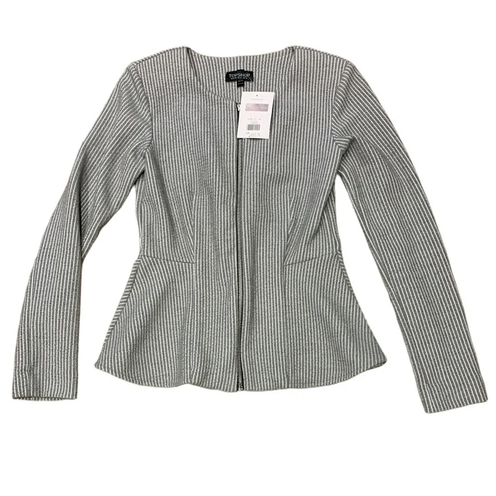 TOPSHOP Grey Knit Blazer - Picture 4 of 11